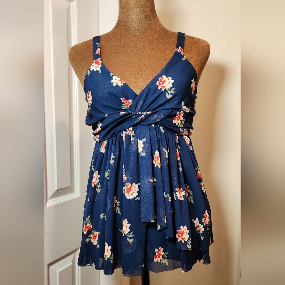 Express Floral Blue Women's Top